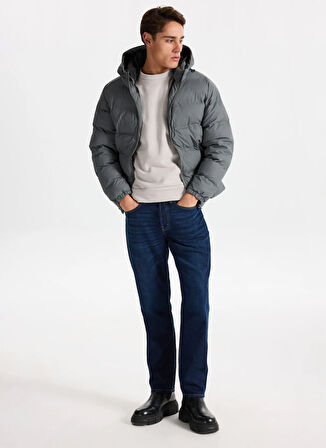 Jack & Jones Gri Erkek Mont 12279239_JJELEMENTS PU PUFFER SN