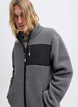 Jack & Jones Gri Erkek Mont 12279290_JJTHATCHER FLEECE JACKET