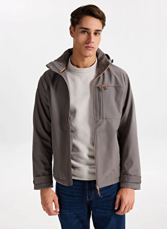 Jack & Jones Gri Erkek Mont 12279288_JJTHATCHER SOFTSHELL HOOD