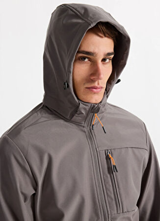 Jack & Jones Gri Erkek Mont 12279288_JJTHATCHER SOFTSHELL HOOD