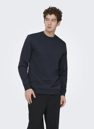Only & Sons Lacivert Erkek Sweatshirt 22029226 ONSCONNOR LIFE NECK SWEAT