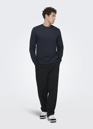 Only & Sons Lacivert Erkek Sweatshirt 22029226 ONSCONNOR LIFE NECK SWEAT