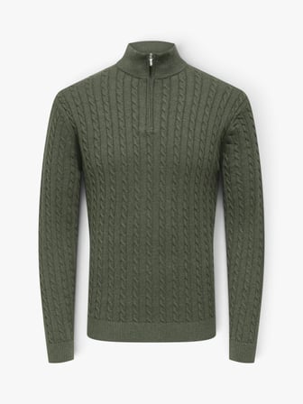 ONSLOUI REG 12 CABEL HALF ZIP KNIT NOOS Erkek Gri Kazak - 22033763