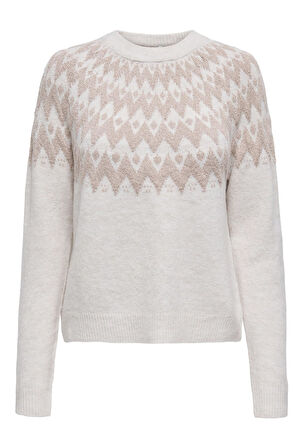 ONLY ONLFRY LS JQ Glitter O-Neck Kadın Triko Kazak – Simli, Uzun Kollu, Yuvarlak Yaka 