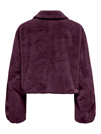 Only Kadın Ayrık Yaka Fermuarlı Mor Peluş Ceket - 15348987
