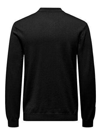 ONSWYLER LIFE REG 14 HALF ZIP POLO KNIT Erkek Black Kazak - 22034225