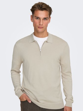 ONSWYLER LIFE REG 14 HALF ZIP POLO KNIT Erkek Gray Kazak - 22034225