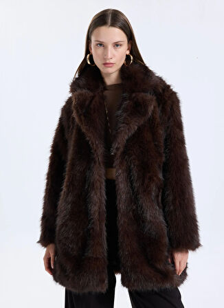 Only Koyu Kahve Kadın Kaban ONLDAWN LIFE FAUX FUR COAT CC OTW