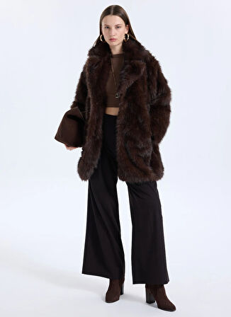 Only Koyu Kahve Kadın Kaban ONLDAWN LIFE FAUX FUR COAT CC OTW