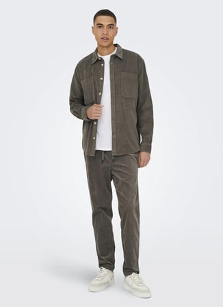 Only & Sons ONSLINUS TAP CORDUROY 0185 PANT NOO Kahverengi Erkek Jakarlı Chino Pantolon