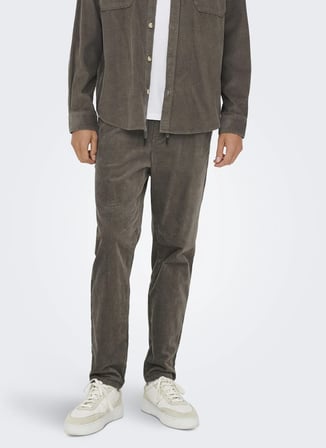 Only & Sons ONSLINUS TAP CORDUROY 0185 PANT NOO Kahverengi Erkek Jakarlı Chino Pantolon