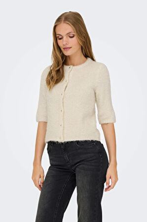 Only Kadın Onlcılle Kısa Kollu Yünlü Örme Hırka 15350782 Krem