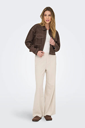 Only Kadın Onlstına Çift Cepli Fermuarlı Süet Ceket 15351260 Kahverengi