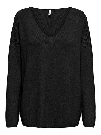 ONLIBI LS RIB LOOSE V-NECK CC KNT Kadın Black Kazak - 15351121