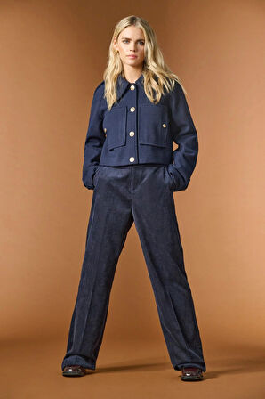 Only Kadın Onlkatey Geniş Paça Kadife Pantolon 15351303 Lacivert