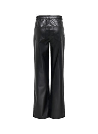 Only Yüksek Bel Normal Siyah Kadın Pantolon ONLJUICY-LANA HW WIDE FAUX LE PANT
