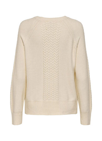 Only O Yaka Rahat Örgü Desenli Krem Kazak Kadın ONLKATIA LS CABEL LS O-NECK CC KNT