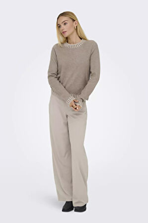 Only Kadın Onlfına Bisiklet Yaka Yünlü Örme Kazak 15350496 Vizon