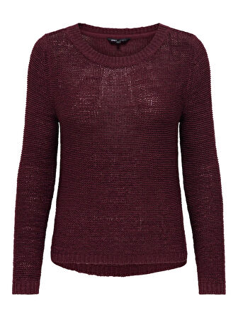 Only Kadın Yuvarlak Yaka Regular Fit Bordo Örgü Kazak - 15113356