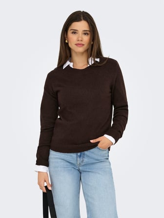 ONLRICA LIFE L/S PULLOVER KNT NOOS Kadın Kahverengi Kazak - 15204279