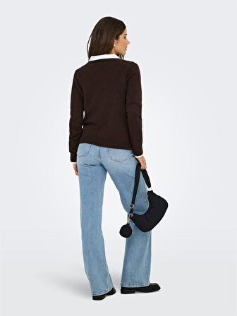 ONLRICA LIFE L/S PULLOVER KNT NOOS Kadın Kahverengi Kazak - 15204279