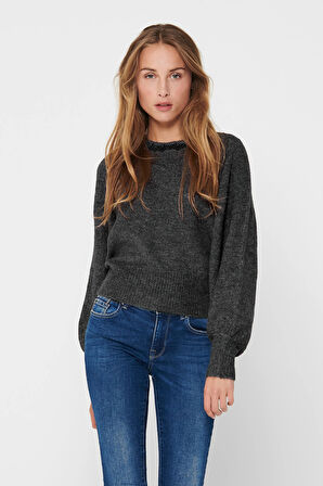 Only Kadın Onlelsa Taş Detaylı Uzun Kollu Örme Kazak 15210667 Gri