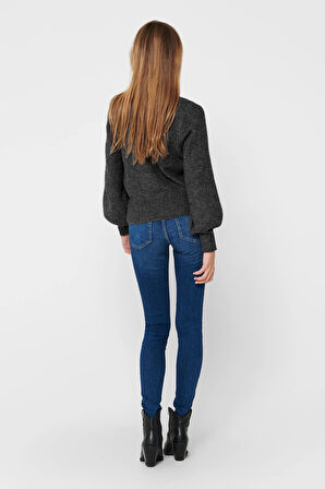 Only Kadın Onlelsa Taş Detaylı Uzun Kollu Örme Kazak 15210667 Gri