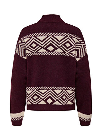 Only O Yaka Rahat Desenli Bordo Kadın Kazak ONLVICTORIA L/S PULLOVER KNT NOOS