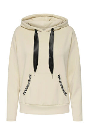 Only Kadın Onlfancy Kapüşonlu Kanguru Cepli Sweatshirt 15303838 Ekru