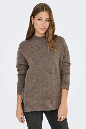 Only Kadın Onlhazel Yarım Balıkçı Oversize Yünlü Örme Kazak 15352853 Kahverengi