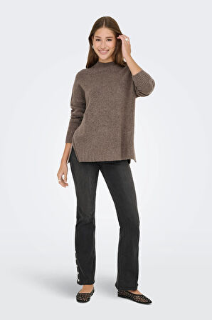 Only Kadın Onlhazel Yarım Balıkçı Oversize Yünlü Örme Kazak 15352853 Kahverengi