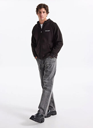 Jack & Jones Kapüşon Yaka Siyah Erkek Sweatshırt 12278609_JJTHATCHER SWEAT ZIP HOOD