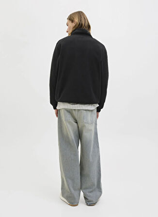 Jack & Jones Yüksek Yaka Siyah Erkek Sweatshırt 12279680_JJESOHO HALF ZIP FLEECE SN