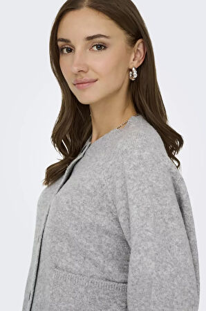 Only Kadın Onlpıemonte Sıfır Yaka Torba Cepli Yünlü Hırka 15344118 Açık Gri