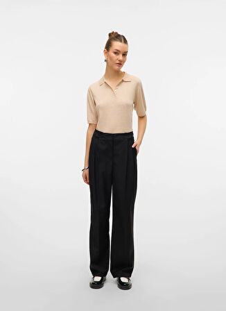 Vero Moda Orta Bel Regular Straight Siyah Kadın Pantolon VMNIKKI MW STRAIGHT PANT BOO