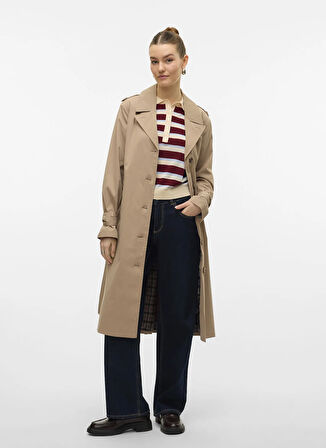 Vero Moda Krem Kadın Trençkot VMJAMIACHELSEA LONG TRENCHCOAT ENT
