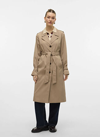Vero Moda Krem Kadın Trençkot VMJAMIACHELSEA LONG TRENCHCOAT ENT