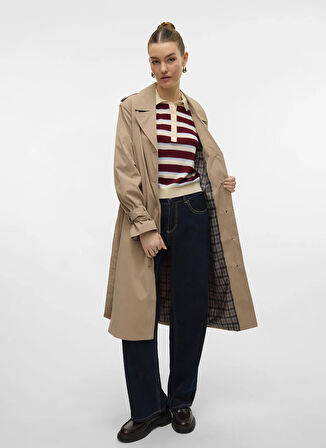 Vero Moda Krem Kadın Trençkot VMJAMIACHELSEA LONG TRENCHCOAT ENT