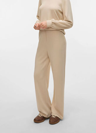 Vero Moda Normal Bel Rahat Krem Kadın Pantolon VMHALI HW WIDE PANT JRS GA BOO