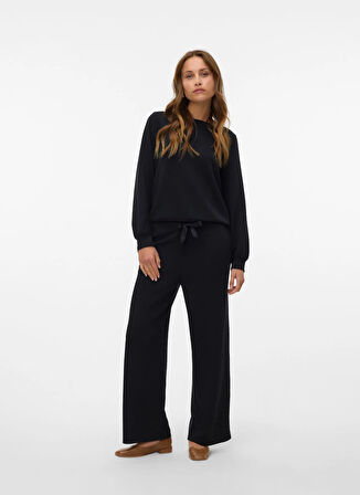 Vero Moda Normal Bel Rahat Siyah Kadın Pantolon VMHALI HW WIDE PANT JRS GA BOO