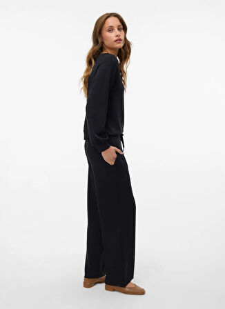 Vero Moda Normal Bel Rahat Siyah Kadın Pantolon VMHALI HW WIDE PANT JRS GA BOO