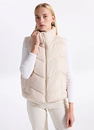 Vero Moda Krem Kadın Mont VMLIGAEVA SHORT WAISTCOAT ENT