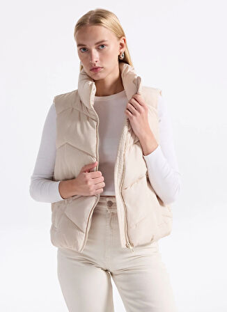 Vero Moda Krem Kadın Mont VMLIGAEVA SHORT WAISTCOAT ENT