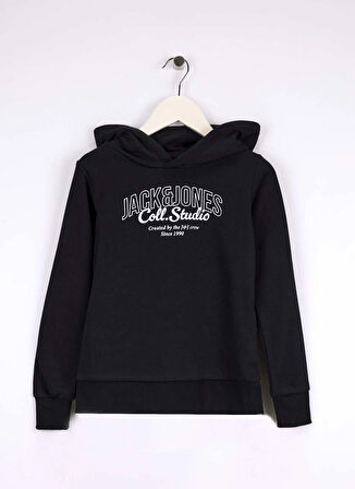 Jack & Jones Baskılı Erkek Çocuk Siyah Sweatshırt 12285646