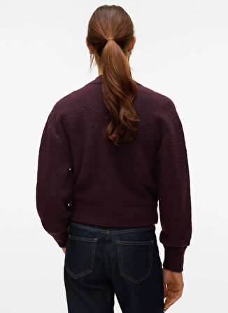 Vero Moda Fermuarlı Yaka Normal Bordo Kadın Kazak VMHANNA LS O-NECK ZIPPER CARDIGAN B