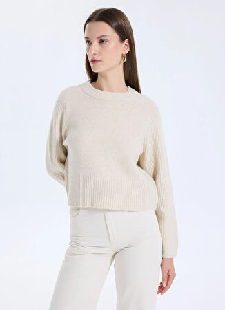 Vero Moda Bisiklet Yaka Normal Krem Kadın Kazak VMBANG LS O-NECK PULLOVER BOO