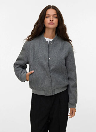Vero Moda Gri Kadın Mont VMFORTUNE SHORT BOMBER JACKET GA NO