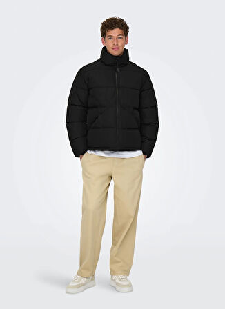 Only & Sons Siyah Erkek Mont ONSPACK LIFE PUFFER JACKET OTW