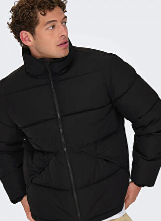 Only & Sons Siyah Erkek Mont ONSPACK LIFE PUFFER JACKET OTW