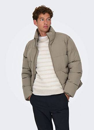 Only & Sons Koyu Bej Erkek Mont ONSPACK LIFE PUFFER JACKET OTW